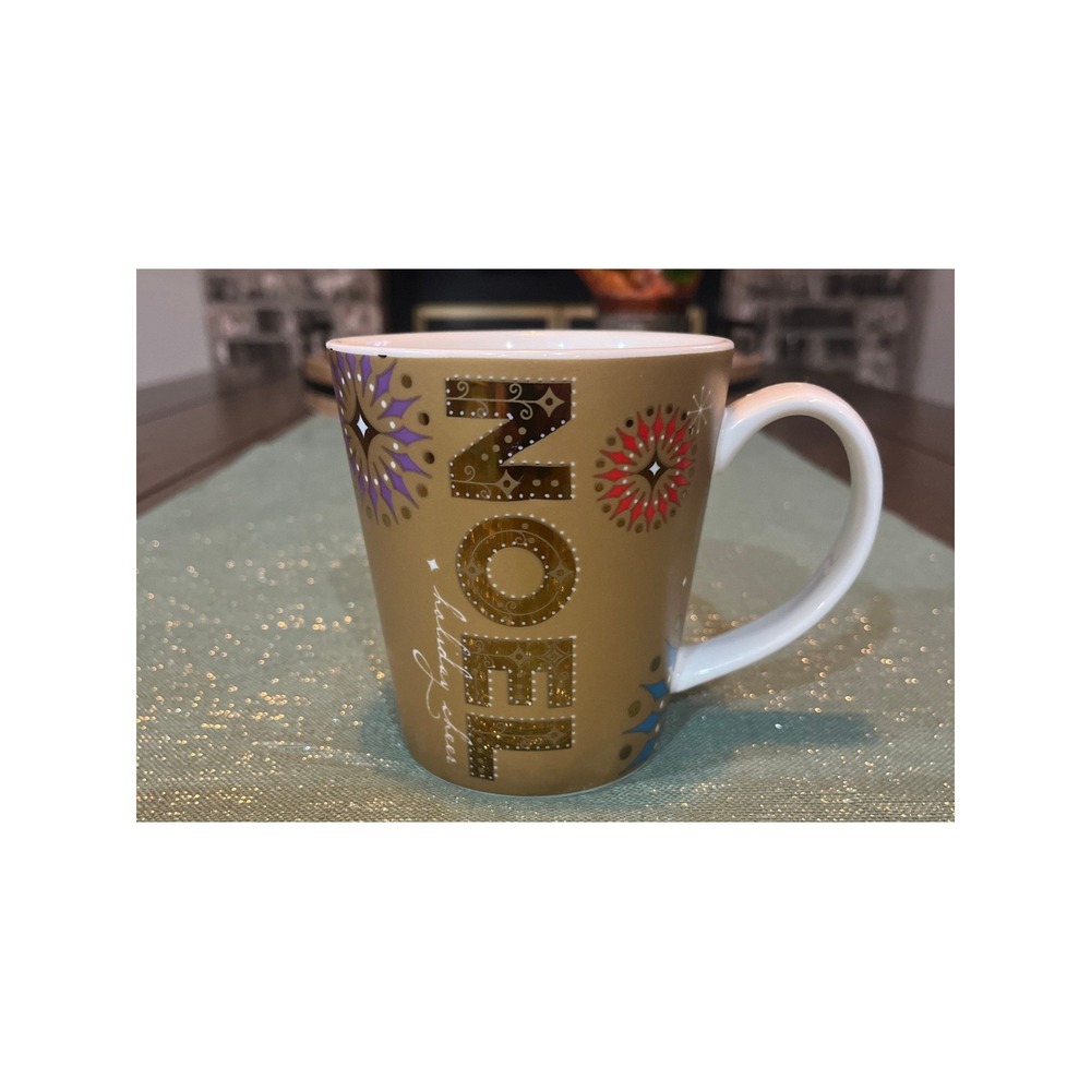 Starbucks Holiday 2006 Noel Coffee Mug Gold Snowflake Design 14 oz